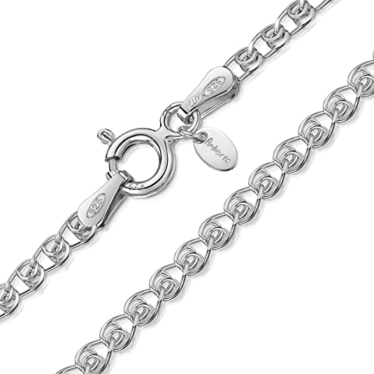 Amberta 925 Sterling Silver 2.3 mm Heart Chain Necklace Various Styles