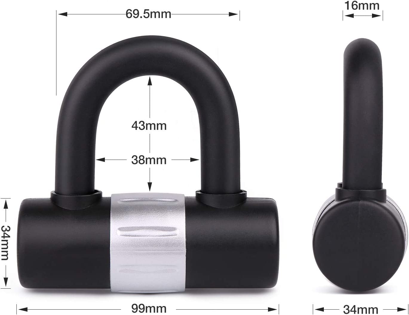 Heavy Duty Chain Lock, with U-Lock, Chain:120cm Length x 12mm Dia,Made of Manganese Steel, Non-Corrosive, Durable, Protector of Valuables